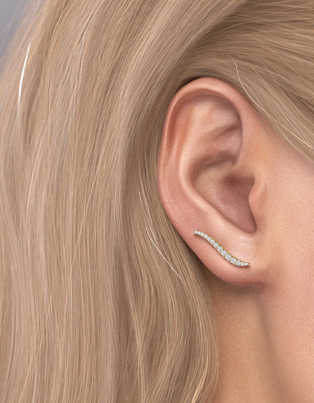 14K Yellow Gold Wavy Climbers