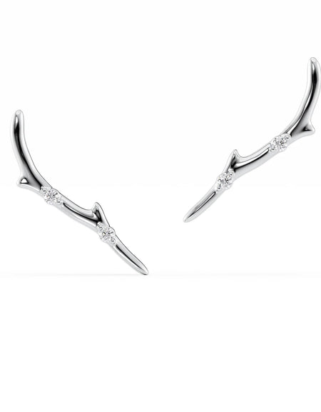 14K White Gold Twig Climbers