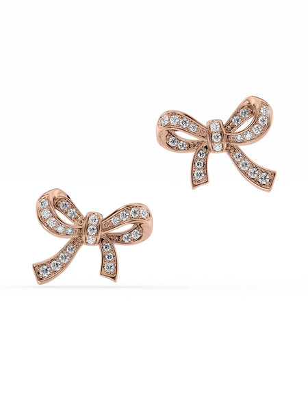 14k Rose Gold Ribbon Bow Studs