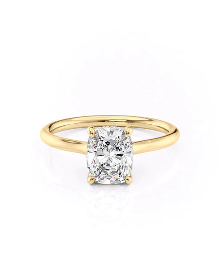 Elongated Cushion Yellow Gold 14K The Ellie, Elongated Cushion Yellow Gold 18K The Ellie