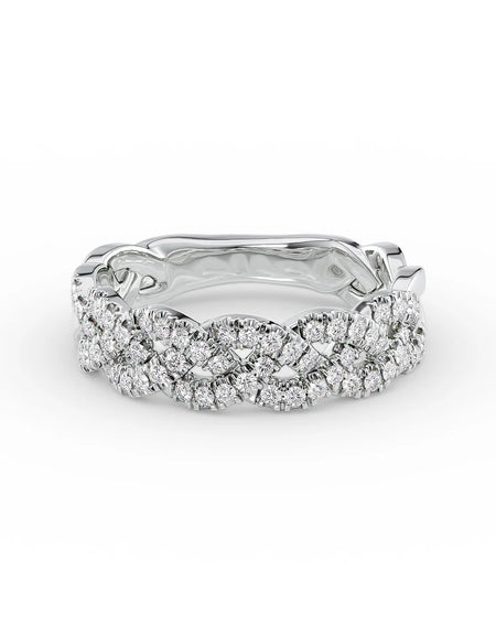 14k White Gold Pave Braided