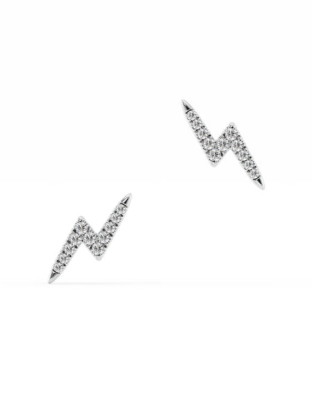 14k White Gold Lightning Bolt Studs