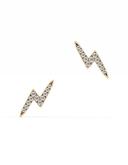 14k Yellow Gold Lightning Bolt Studs