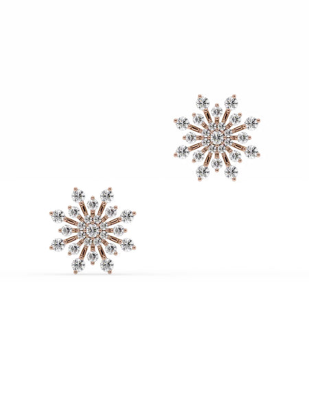 14k Rose Gold Snowflake Studs