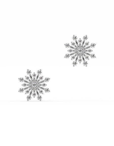 14k White Gold Snowflake Studs