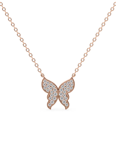 14k Rose Gold Butterfly Pendant