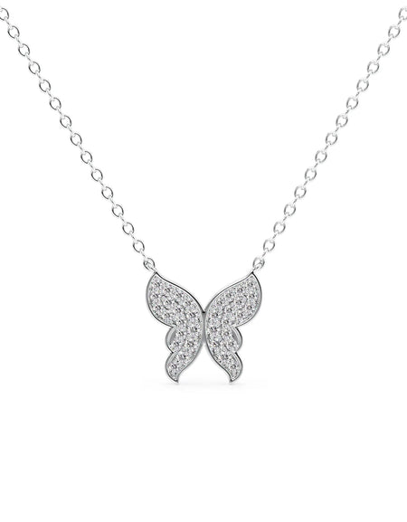 14k White Gold Butterfly Pendant