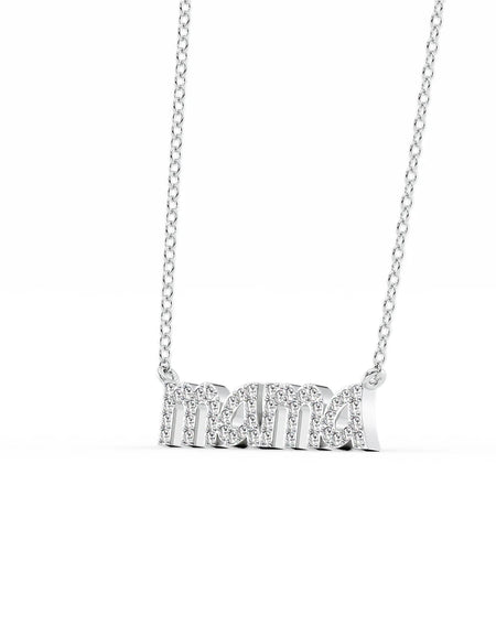 14k White Gold Mama Pendant