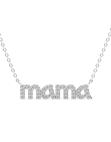 14k White Gold Mama Pendant