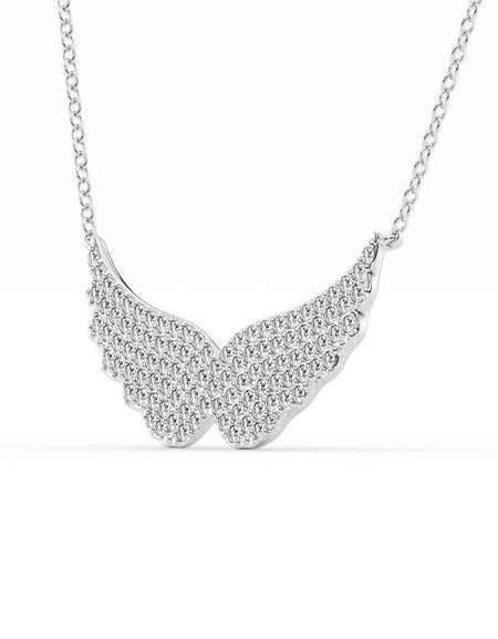 14k White Gold Angel Wings Pendant