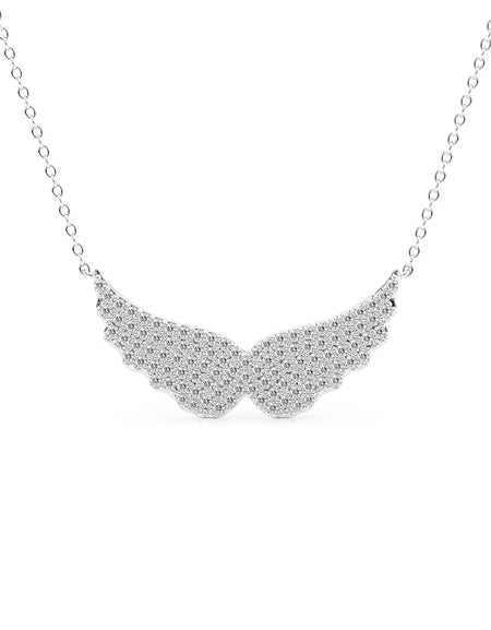 14k White Gold Angel Wings Pendant