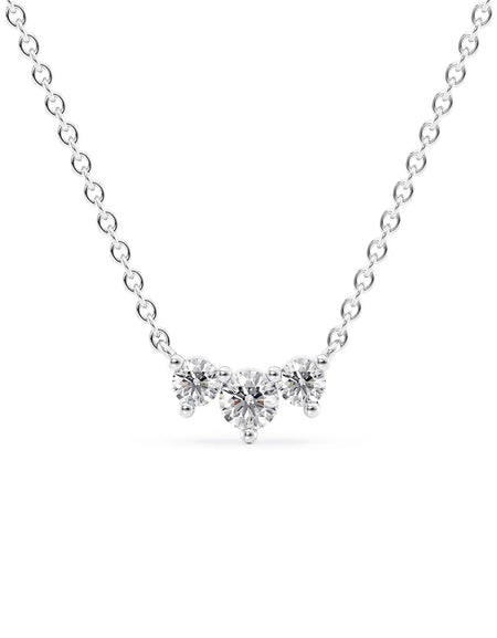 14k White Gold Three Stone Pendant