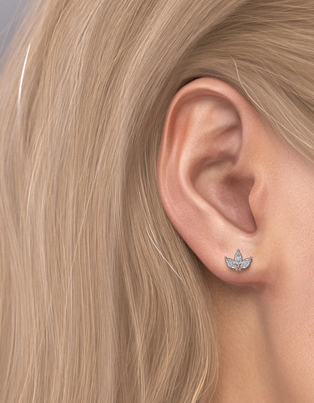 14k Rose Gold Three Stone Studs