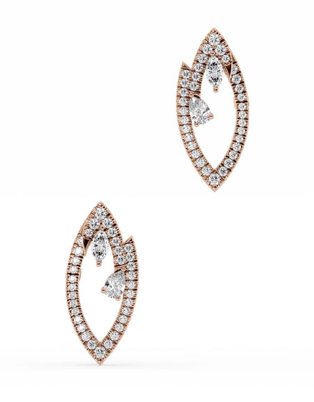 14k Rose Gold Diamond Marquise Earrings