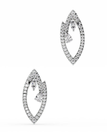 14k White Gold Diamond Marquise Earrings