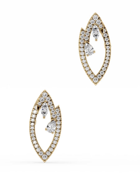 14k Yellow Gold Diamond Marquise Earrings