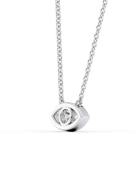 14k White Gold Evil Eye Pendant
