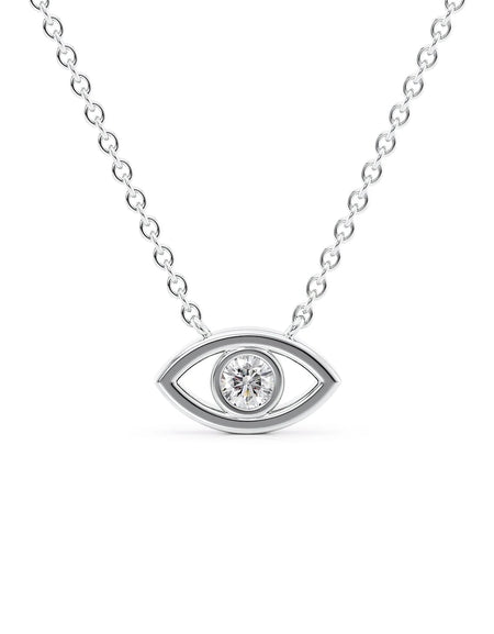 14k White Gold Evil Eye Pendant