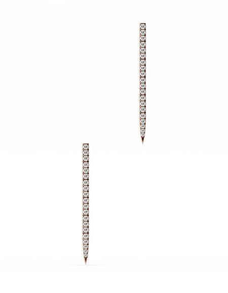 14k Rose Gold Pave Drop Earrings