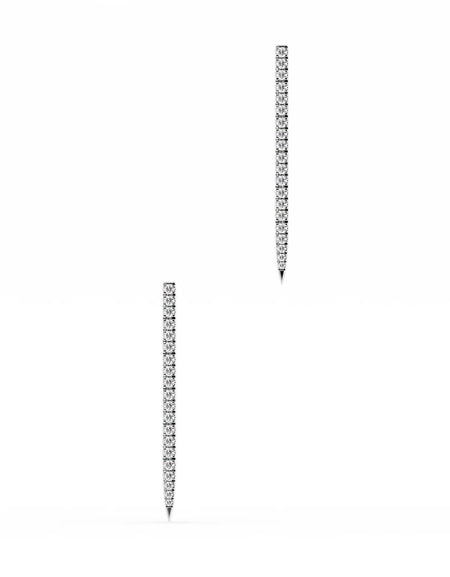 14k White Gold Pave Drop Earrings