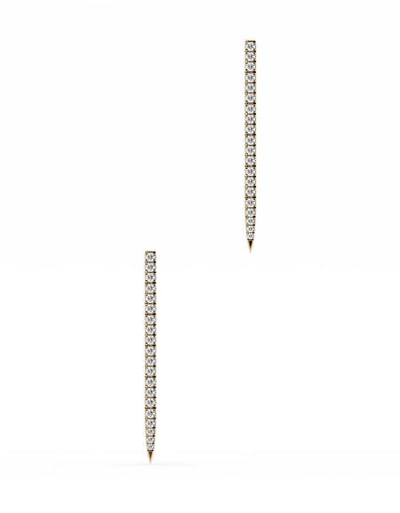 14k Yellow Gold Pave Drop Earrings