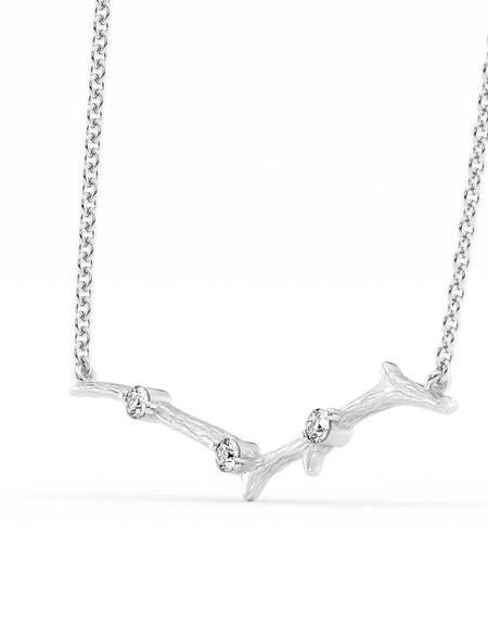 14k White Gold Small Textured Twig Pendant