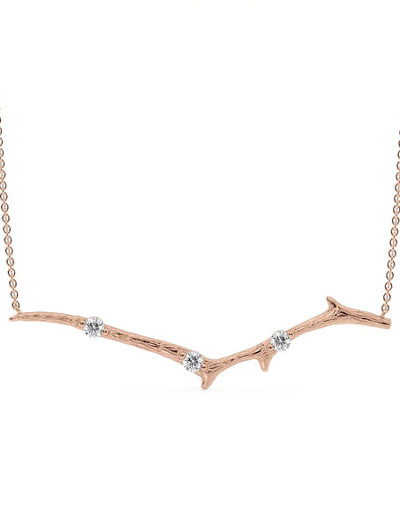 14k Rose Gold Large Textured Twig Pendant