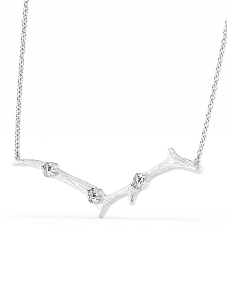 14k White Gold Large Textured Twig Pendant