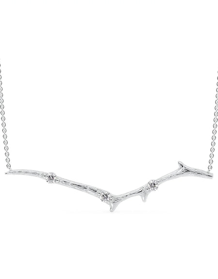 14k White Gold Large Textured Twig Pendant