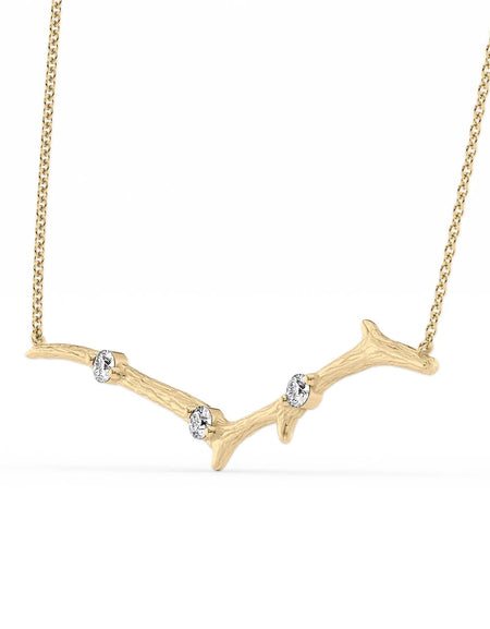 14k Yellow Gold Large Textured Twig Pendant