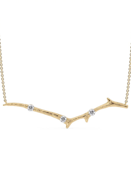 14k Yellow Gold Large Textured Twig Pendant