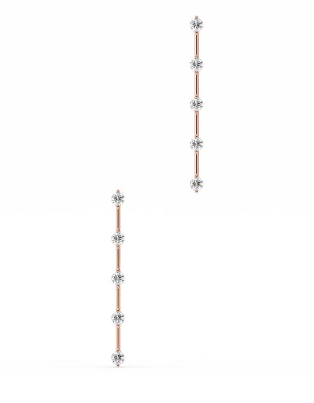 14k Rose Gold Small Distance Dangle Earrings