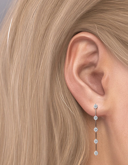 14k White Gold Small Distance Dangle Earrings