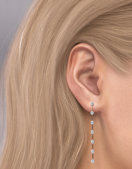 14k White Gold Large Distance Dangle Earrings