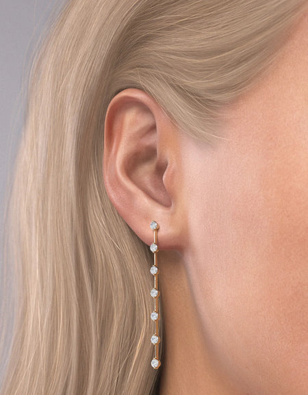 14k Yellow Gold Large Distance Dangle Earrings