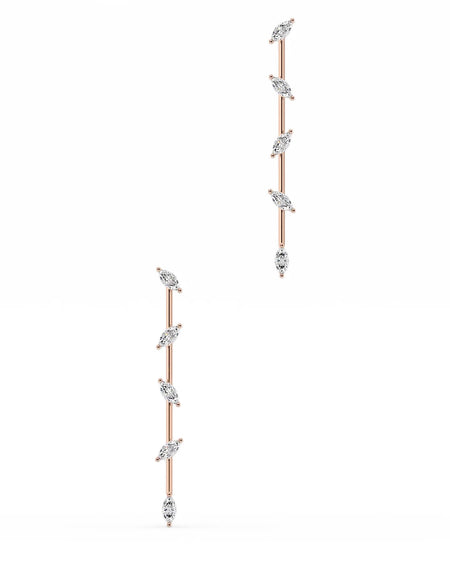 14k Rose Gold Marquise Distance Dangle Earrings