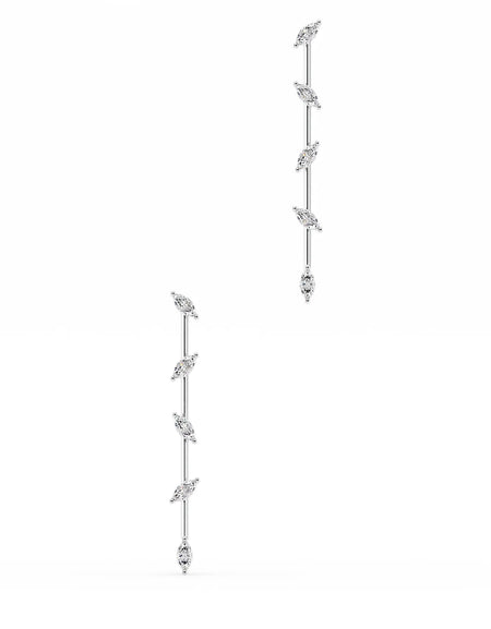 14k White Gold Marquise Distance Dangle Earrings