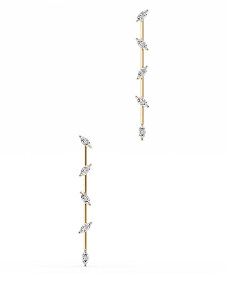 14k Yellow Gold Marquise Distance Dangle Earrings