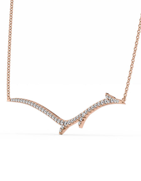 14k Rose Gold Large Twig Pave Pendant