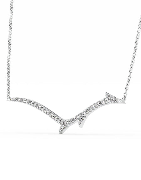 14k White Gold Large Twig Pave Pendant