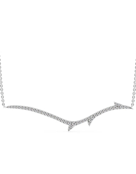 14k White Gold Large Twig Pave Pendant