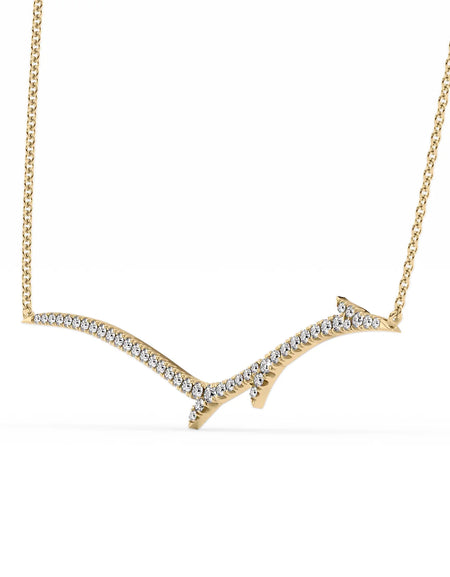 14k Yellow Gold Large Twig Pave Pendant