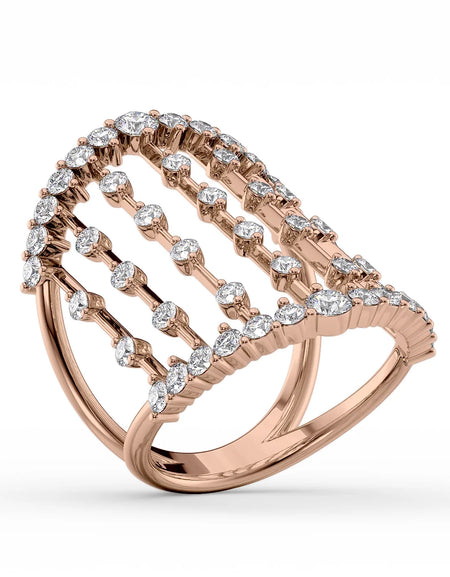 14k Rose Gold Distance Diamond Ring