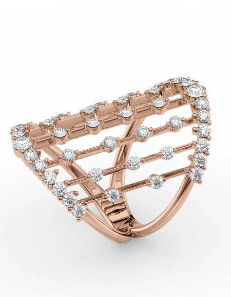 14k Rose Gold Distance Diamond Ring