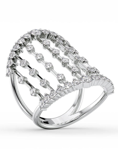 14k White Gold Distance Diamond Ring