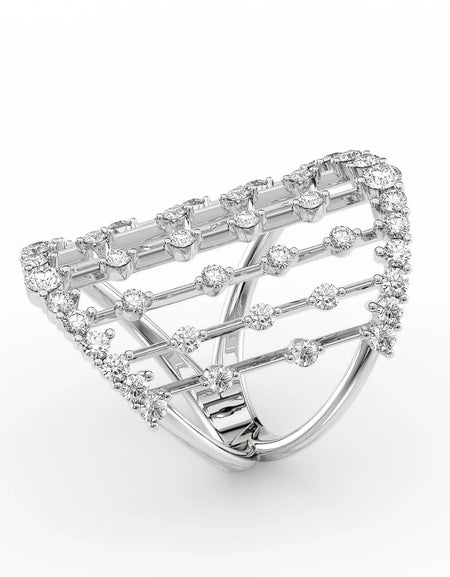 14k White Gold Distance Diamond Ring