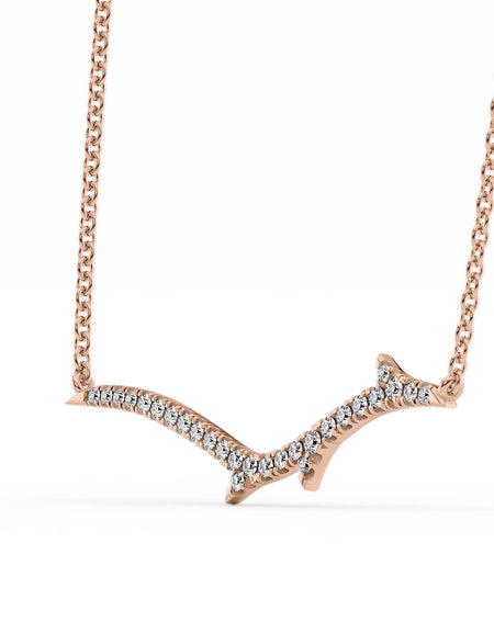 14k Rose Gold Small Twig Pave Pendant