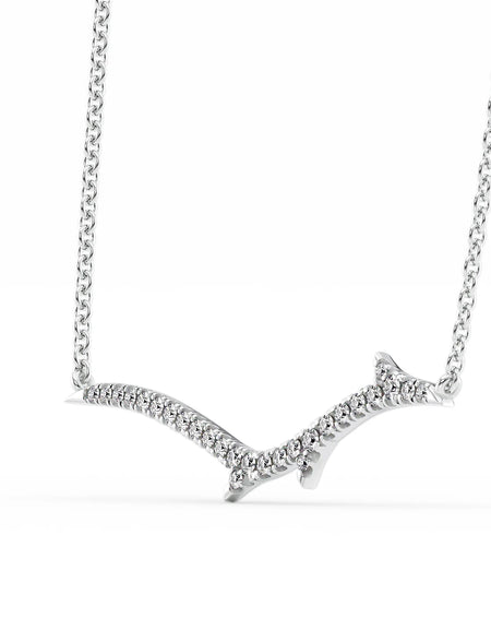 14k White Gold Small Twig Pave Pendant