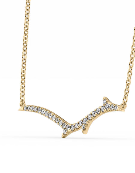 14k Yellow Gold Small Twig Pave Pendant
