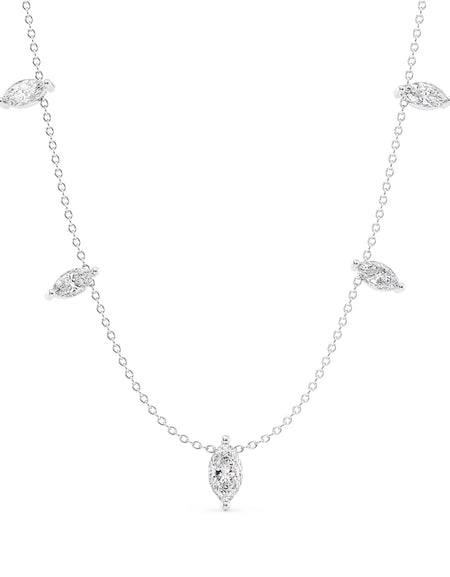 14k White Gold Marquise Diamond Pendant